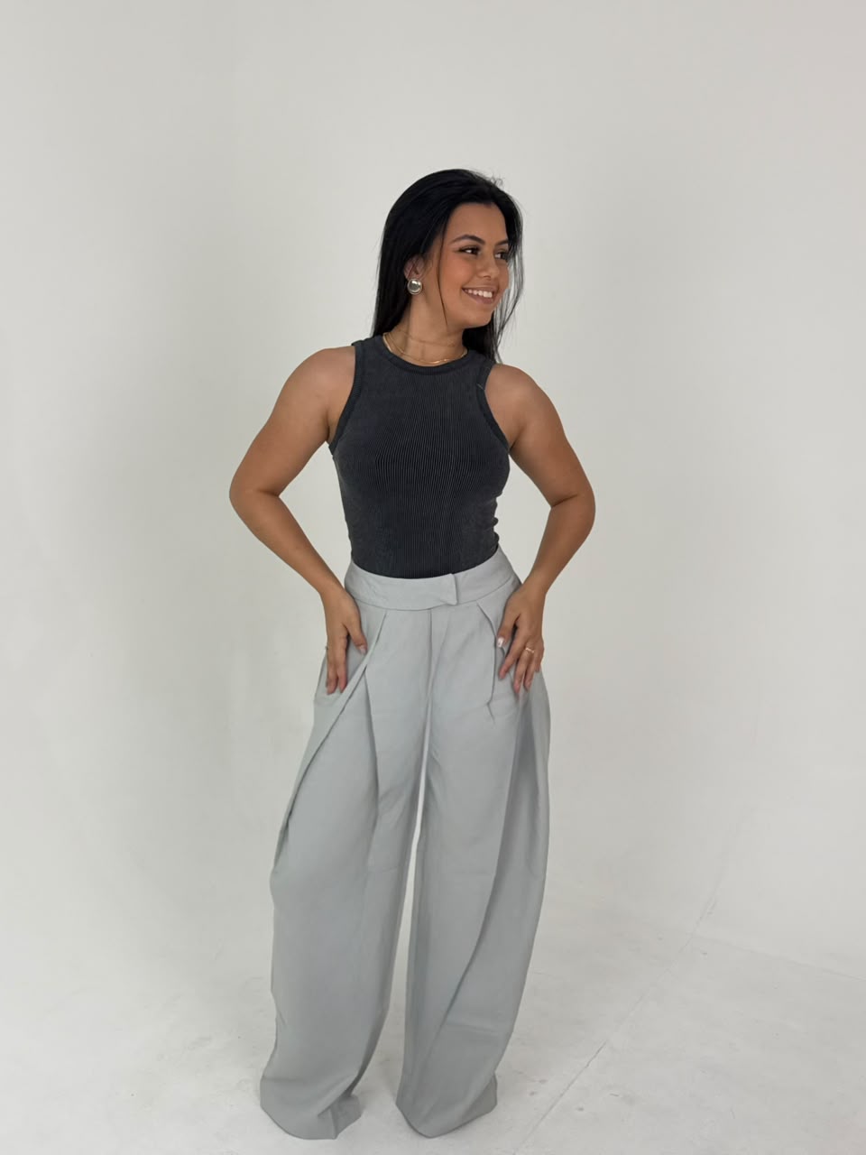 Calça Balloon Cinza